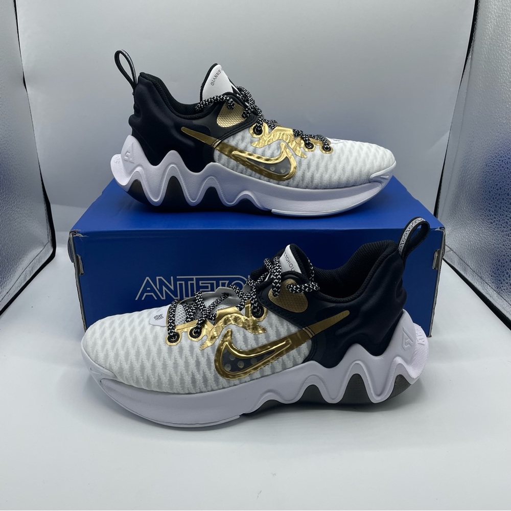Nike Giannis Immortality White Metallic Gold Size 7 CZ4099-100 Mens Shoes NEW.